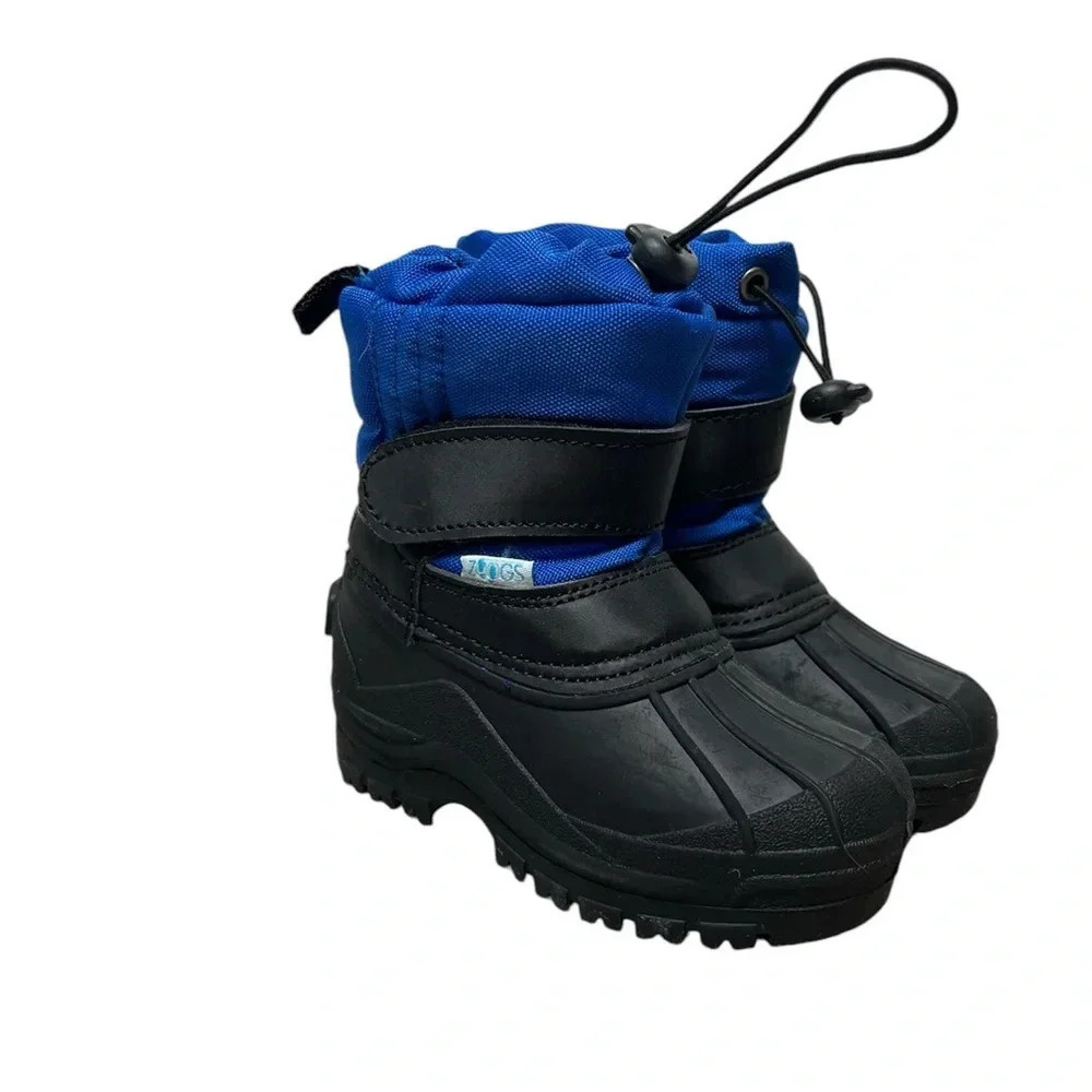 Zoogs Toddler Blue and Black Snow Boots with fleece lining Size 5